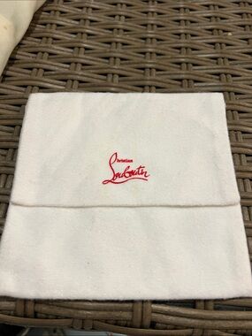 Christian Louboutin off White Fabric Pouch with Red Script Logo